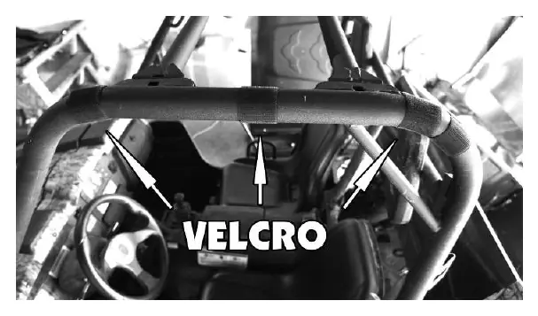 Velcro placement on the roll cage