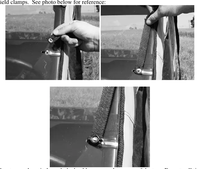 Attaching webbing straps to windshield clamps