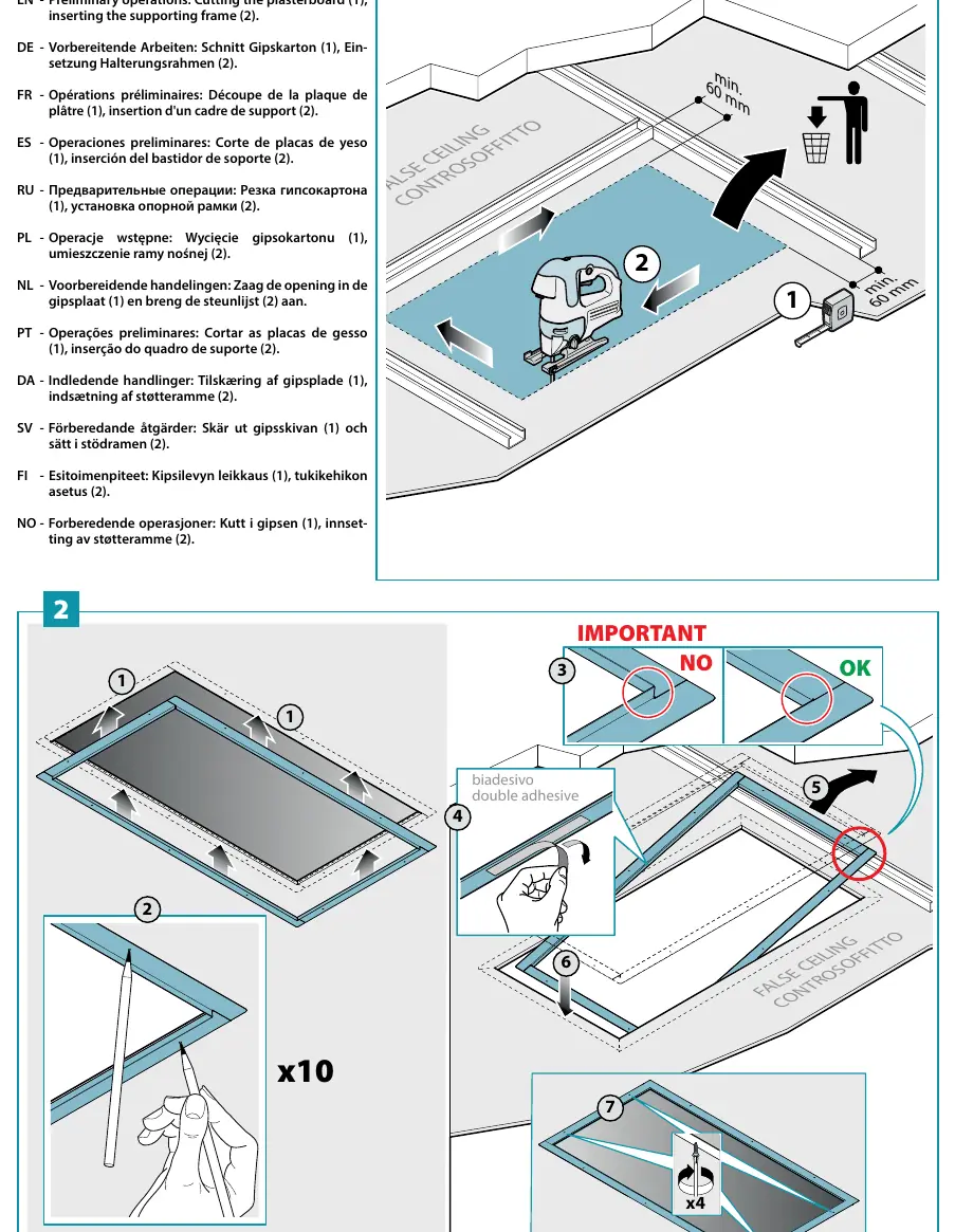 Cutting the plasterboard and inserting the frame