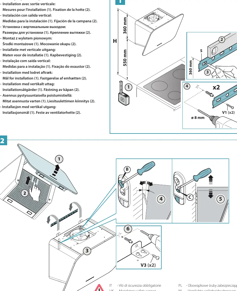 Vertical outlet installation steps.