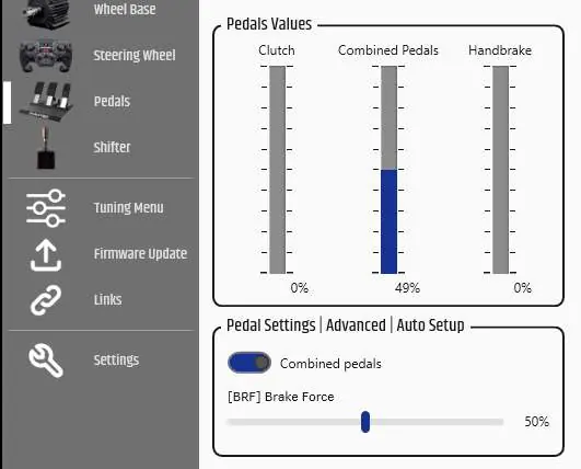 Combined Pedals setting