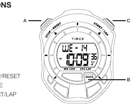 Button layout for the Timex Ironman Stopwatch