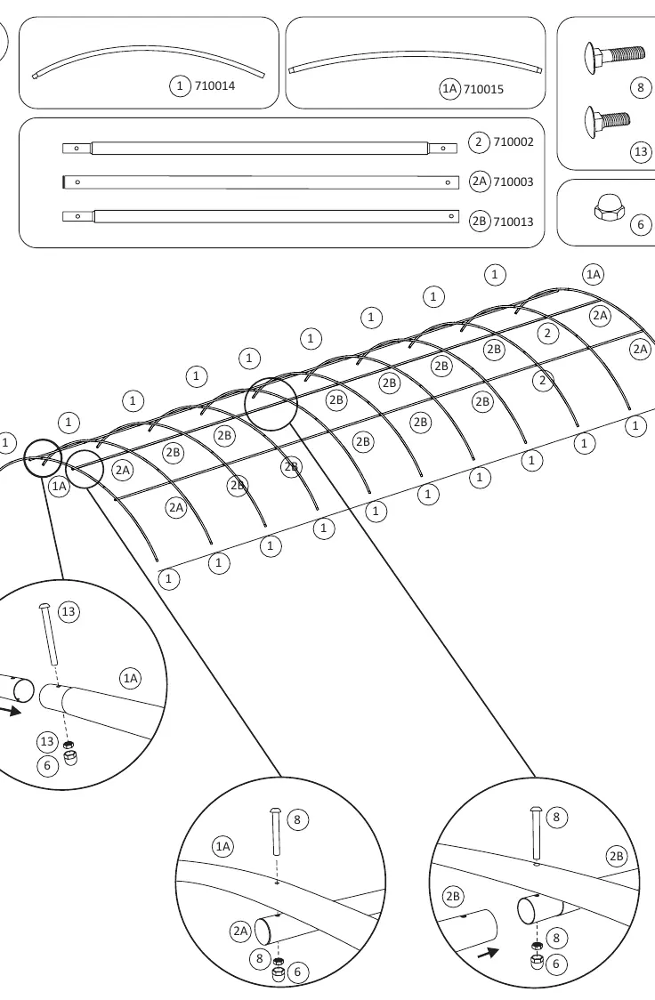 Assembly of the frame arches