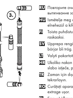 Diagram showing the application of silicone spray to the pull-out hose mechanism.
