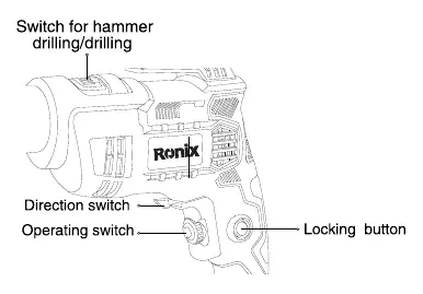 Operating switch and locking button location