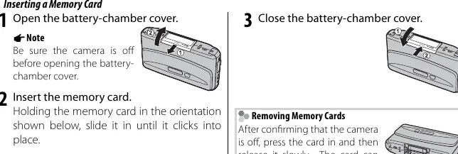 Inserting the memory card