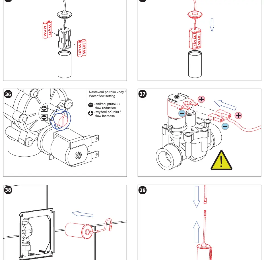 Battery replacement and water flow adjustment