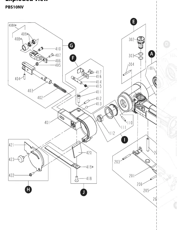 Exploded view of PBS 10NV