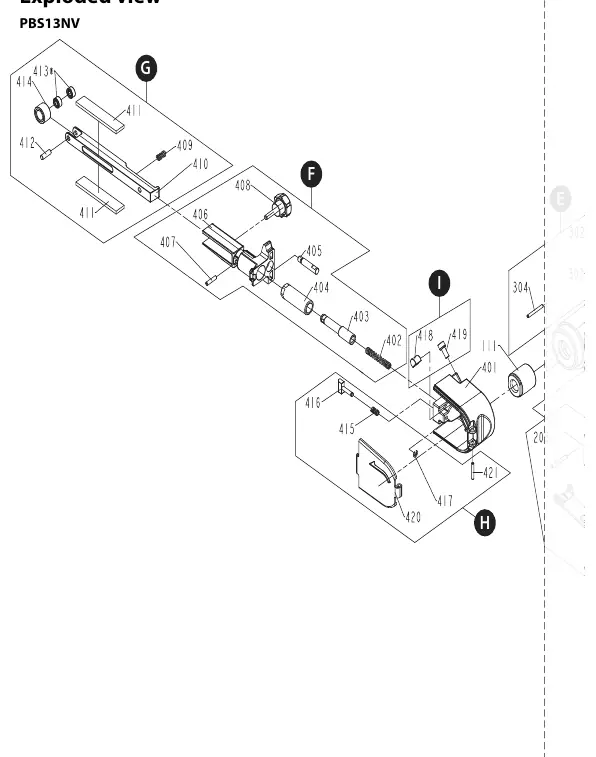 Exploded view of PBS 13NV