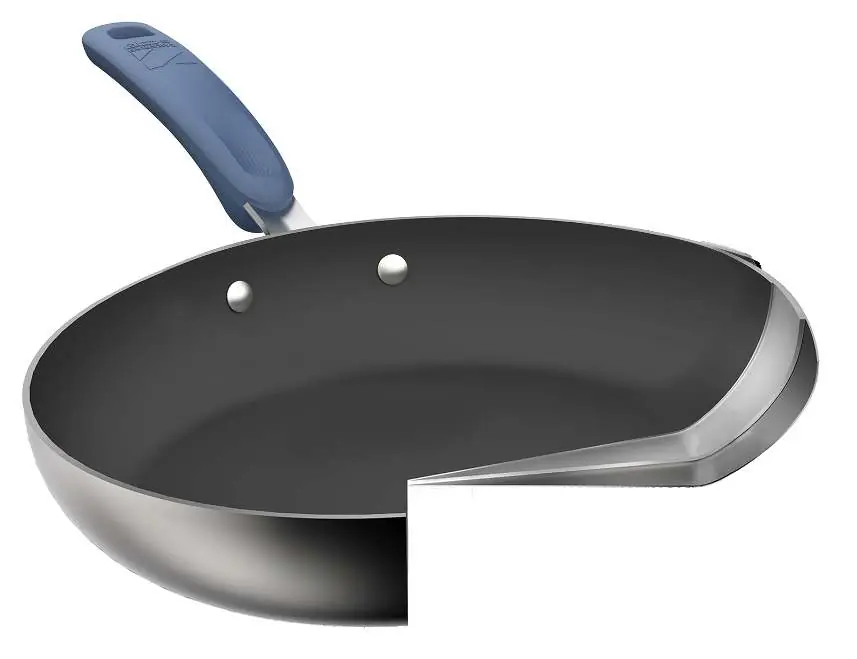 Fry pan with ergonomic silicone handle