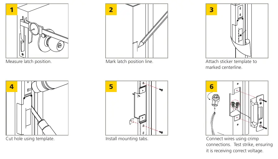 Mounting and wiring installation steps 1 through 6.