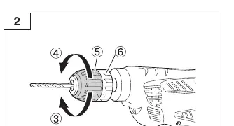 Fig 2: Mounting/dismounting bit for keyless chuck