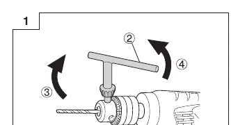 Fig 1: Mounting/dismounting bit for keyed chuck