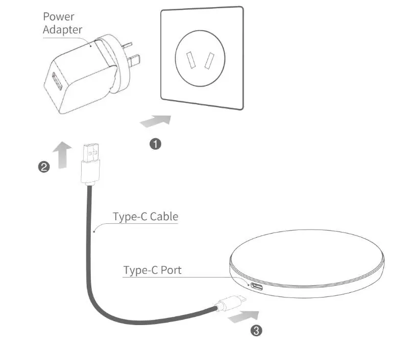 Setup diagram showing power adapter and cable connection