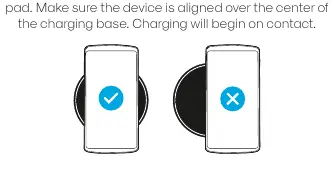 Correct device placement on the charging pad