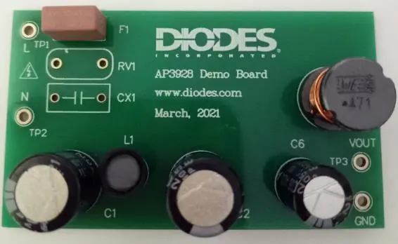 Top View of the AP3928 Evaluation Board