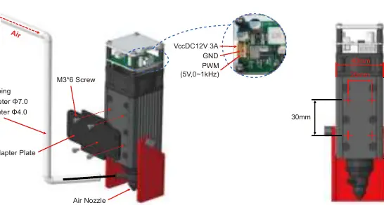 Installation of the laser module on Jinsoku machines.