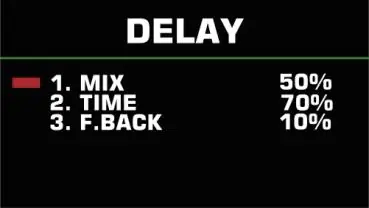 Delay effect parameter editing screen