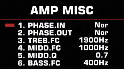 AMP MISC settings menu