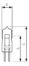 Dimensional drawing of the 6605 halogen lamp