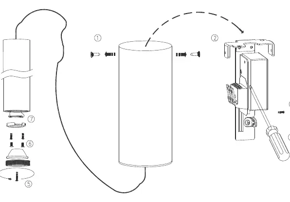 Disassembly diagram for light source and control gear removal.
