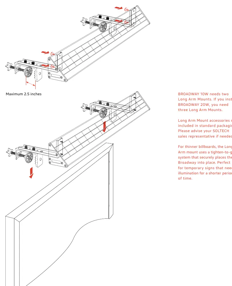 Long Arm Mount installation diagram