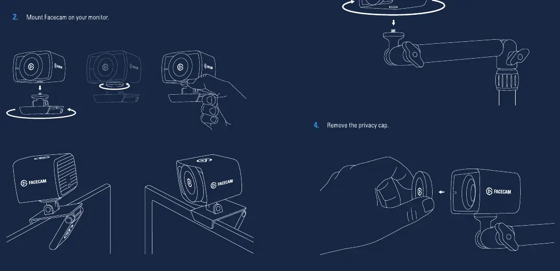 Mounting the Facecam on a monitor or Multi Mount system.