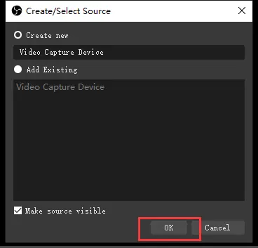 OBS Studio source selection