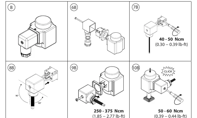 Installation steps for Type B (Cable plug)