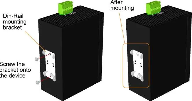DIN-rail mounting procedure