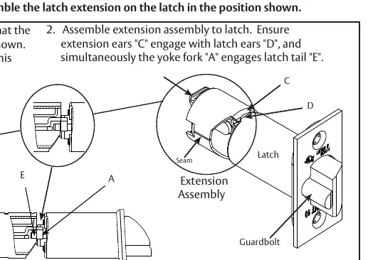 Step 2: Assemble extension assembly to latch