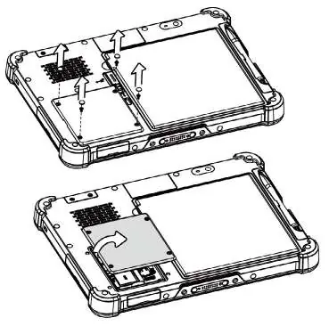 SIM card installation process.