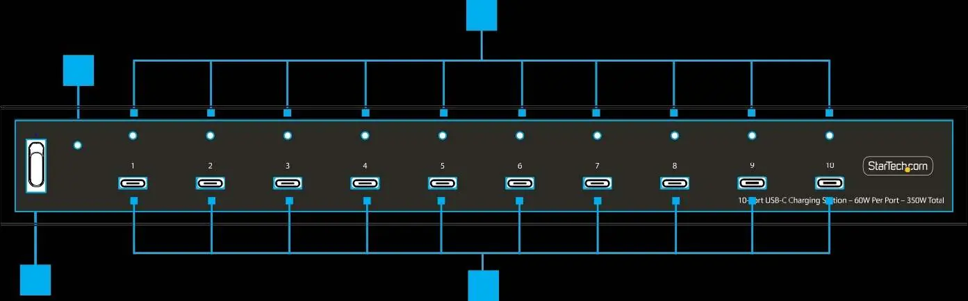 Front view of the 10-port charging station