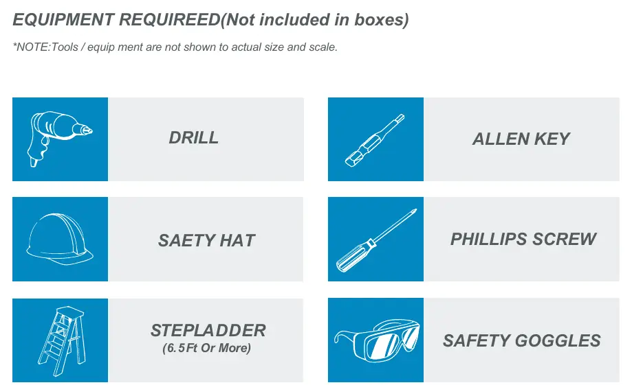 Required tools for assembly