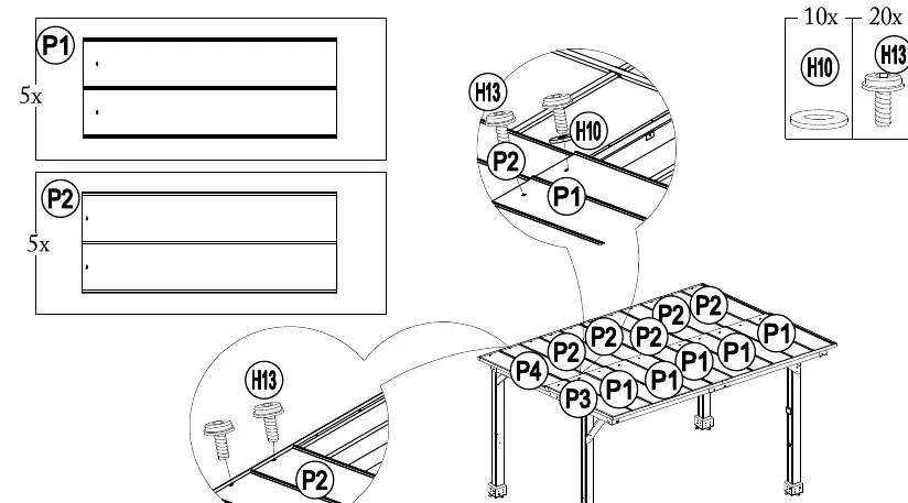 Step 24: Roof panel installation