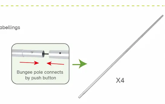Connecting poles using the push button mechanism.