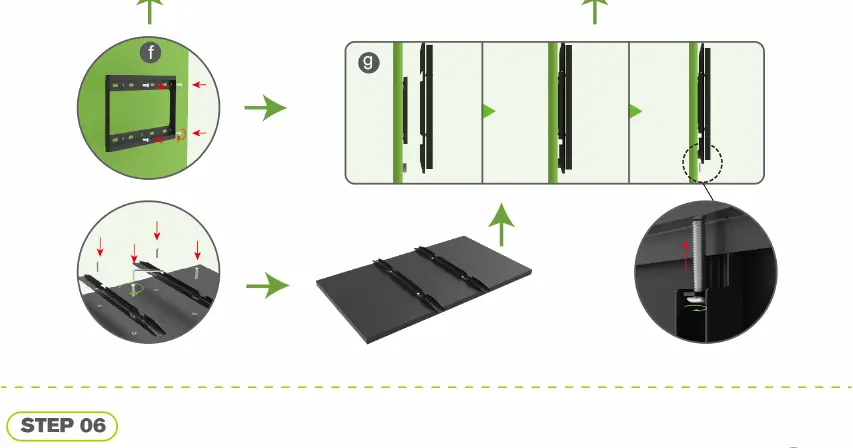 Installing the TV mount bracket.