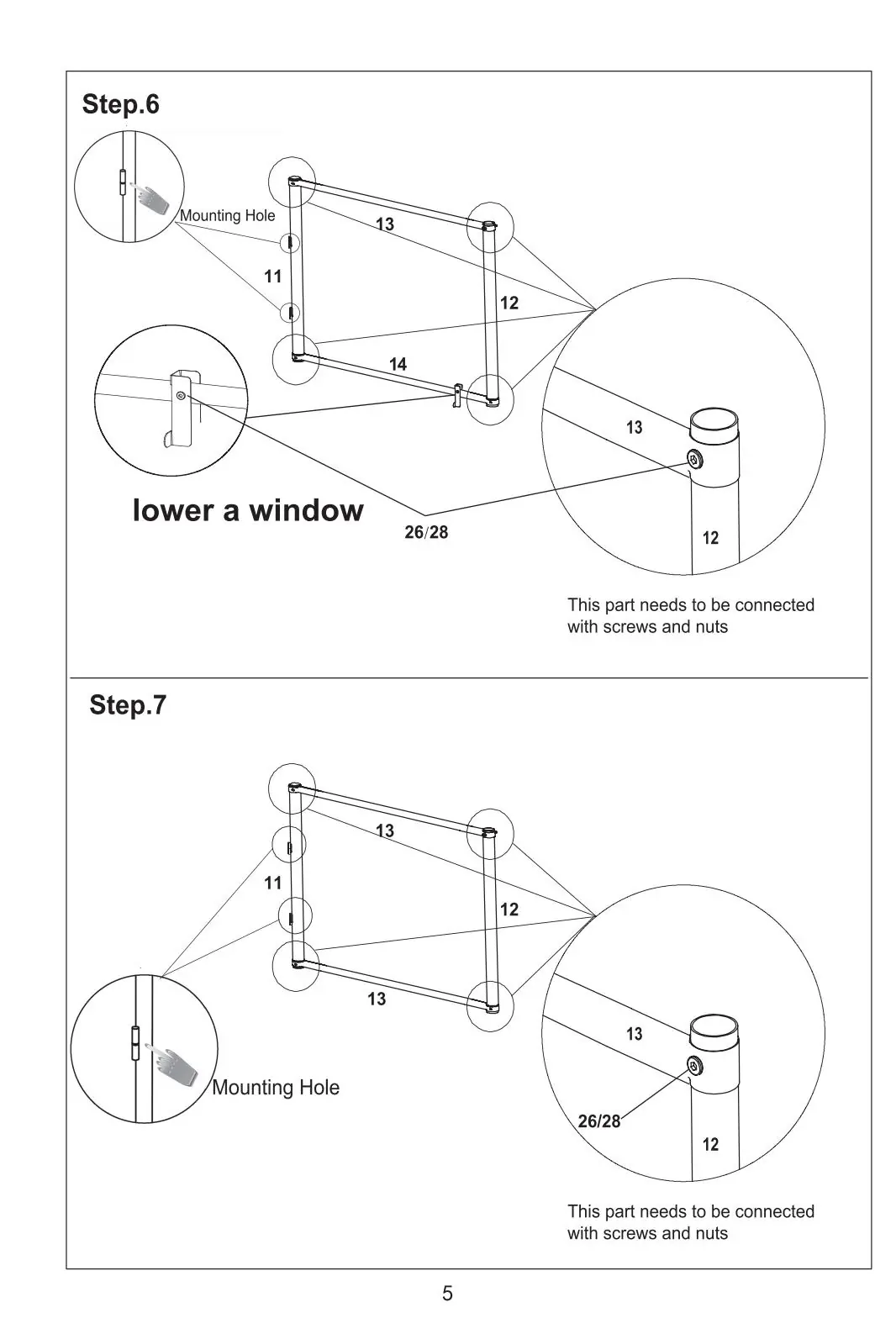 Construct the window frame sections.