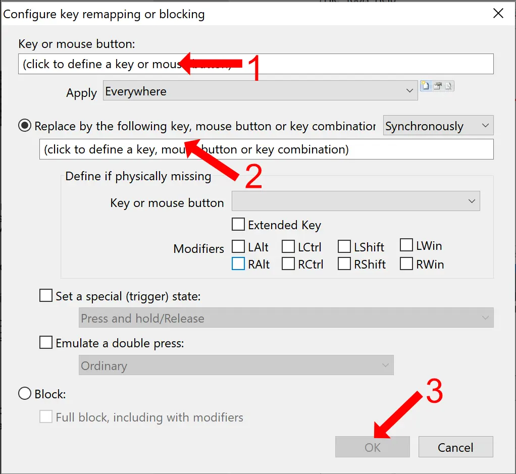 Key Remapper software configuration window