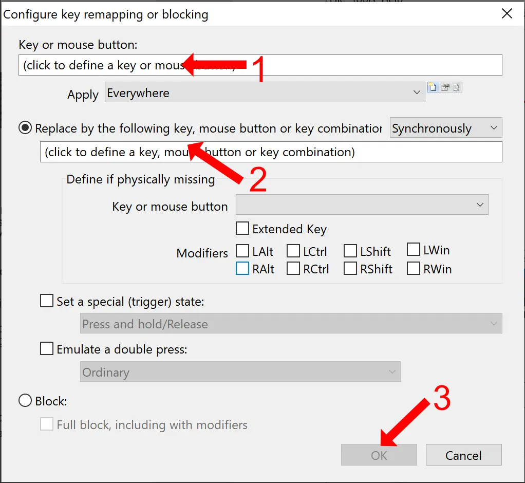 Key Remapper software configuration window