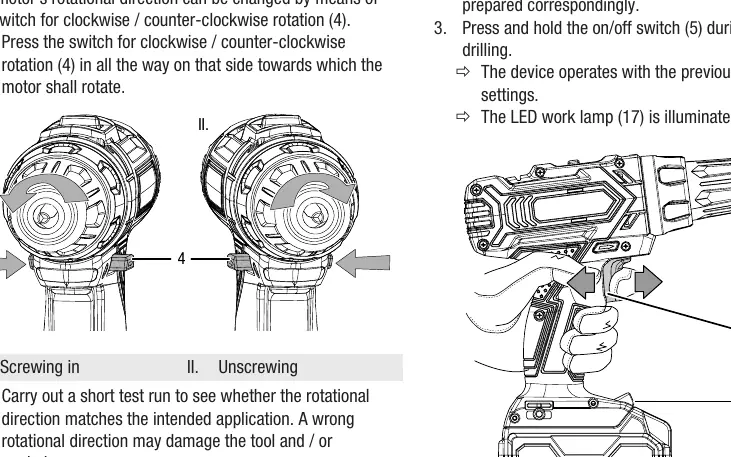 Selecting rotational direction