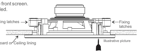 Installation cross-section showing fixing latches