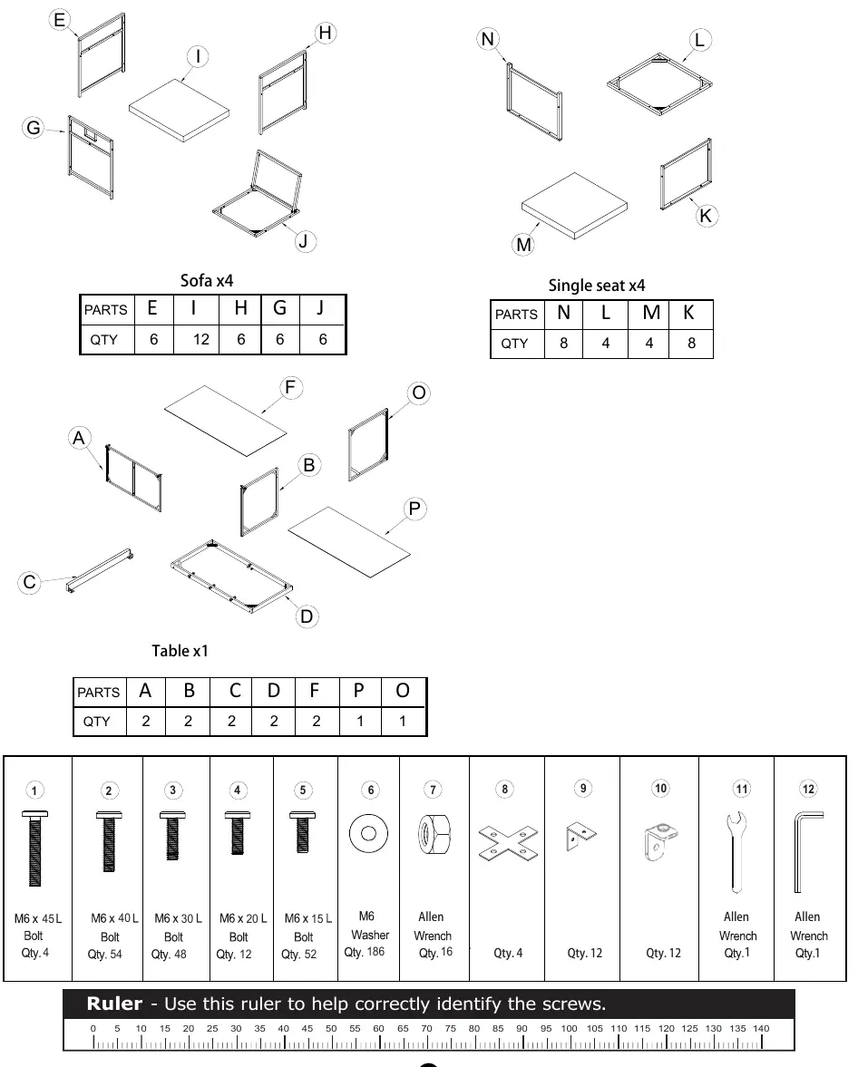 Parts list and hardware identification