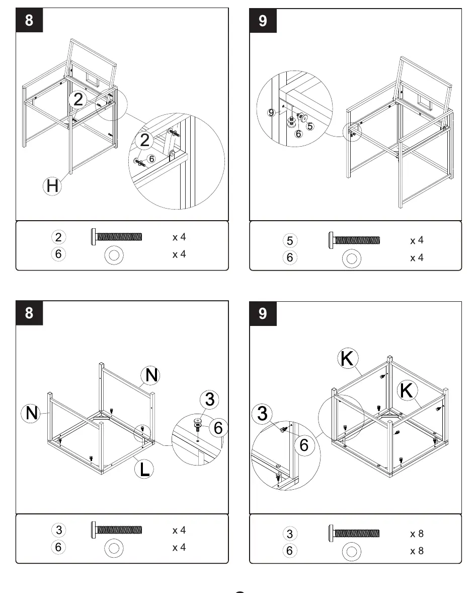 Assembly steps 8 and 9