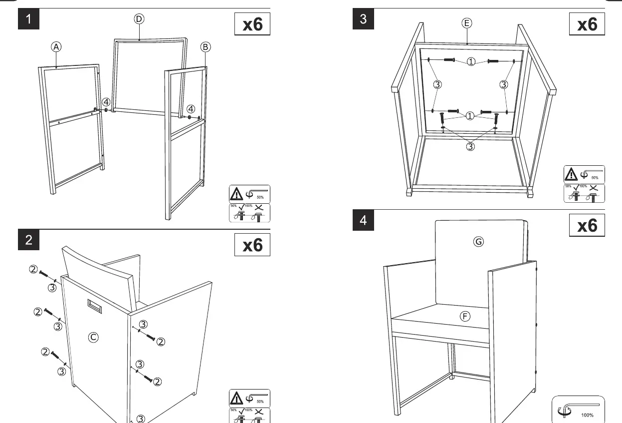 Chair assembly steps 1-4