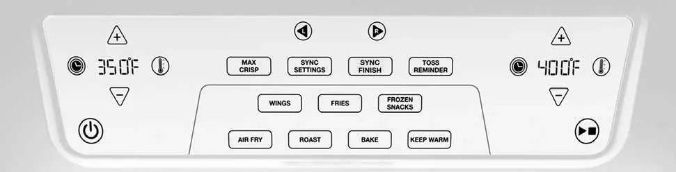 Close-up of the digital control panel interface.