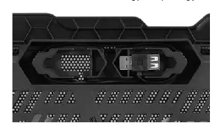 USB connector location on the back of the cooling pad