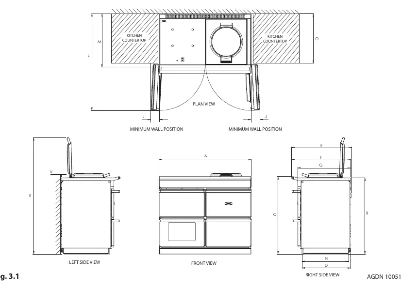 Appliance dimensions for AGA ERA 110-3i