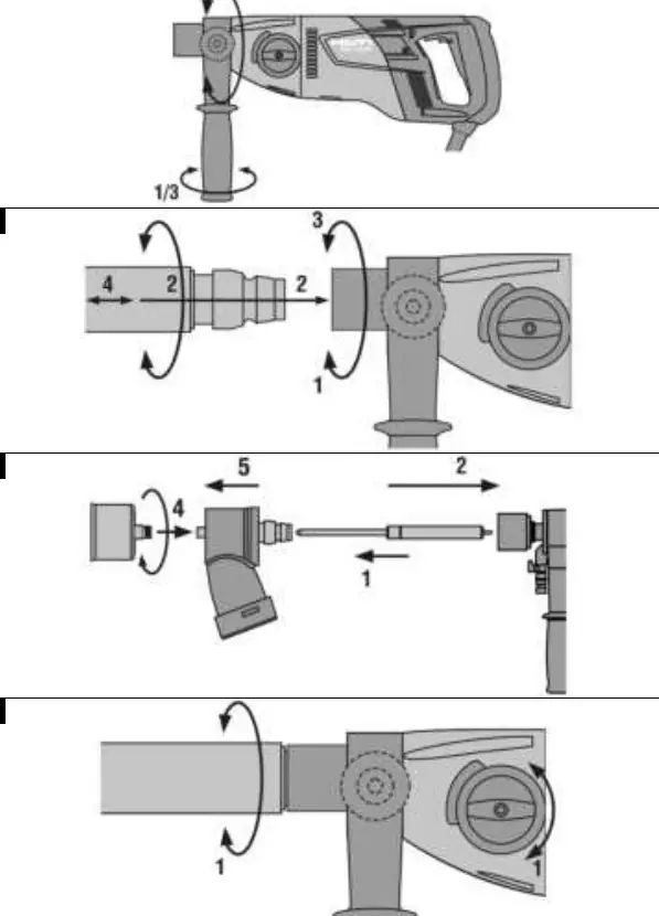 Installation steps for core bits and hole-starting aid