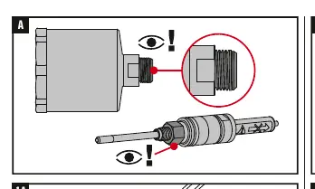 Threaded connection procedure using M26/M27 and M30 wrenches.